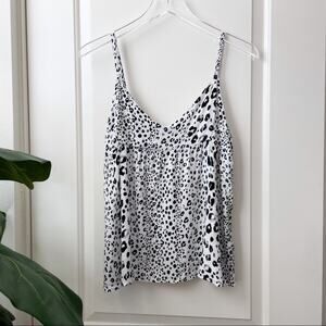Lela Sky Leopard Cami Tank Top White Black L